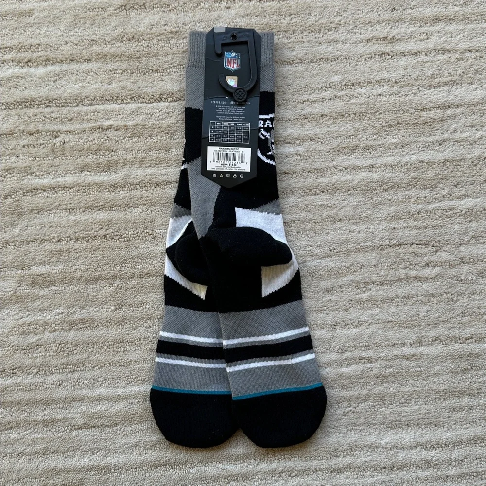 NWT Stance Raiders Retro Socks Black NFL Football Men’s Medium 6-8.5